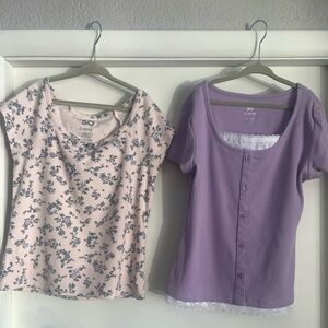 SO Kids Pink Floral and Purple Button-Down Tops